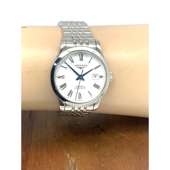 Longines Women's Watch L23214116 Record Swiss Automatic White Dial 30mm Steel - Picture 11 of 14